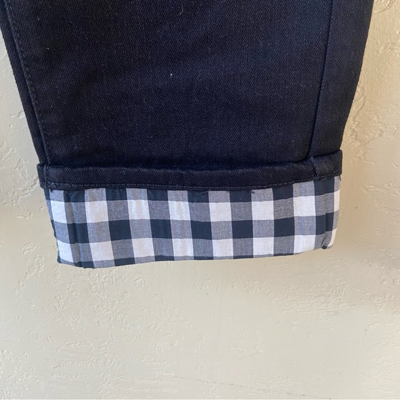 Coldwater Creek Gingham Cuff Crop Jeans in black plaid - Picture 3 of 7